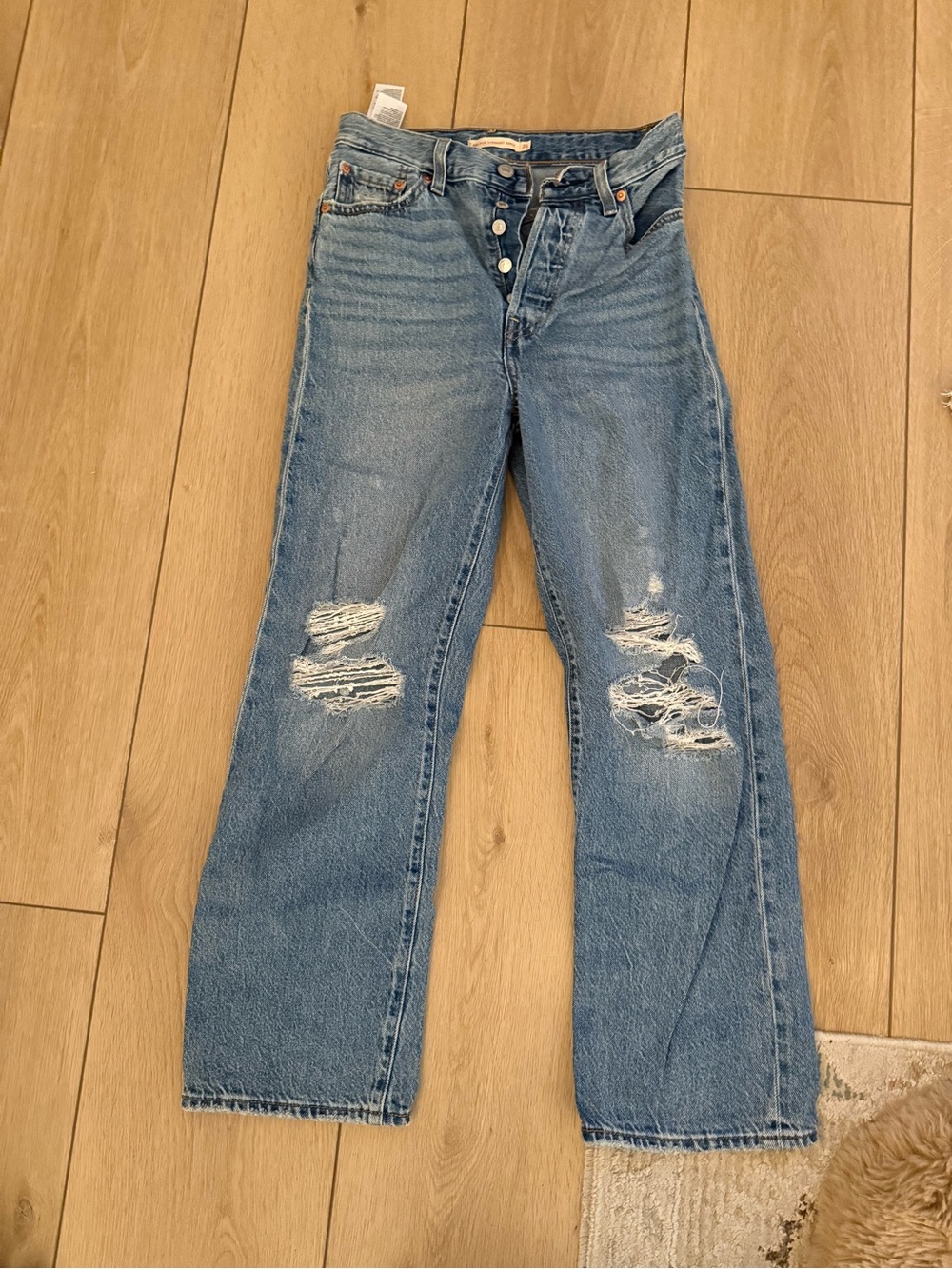 Levi's Distressed Light Blue Straight-Leg Jeans
